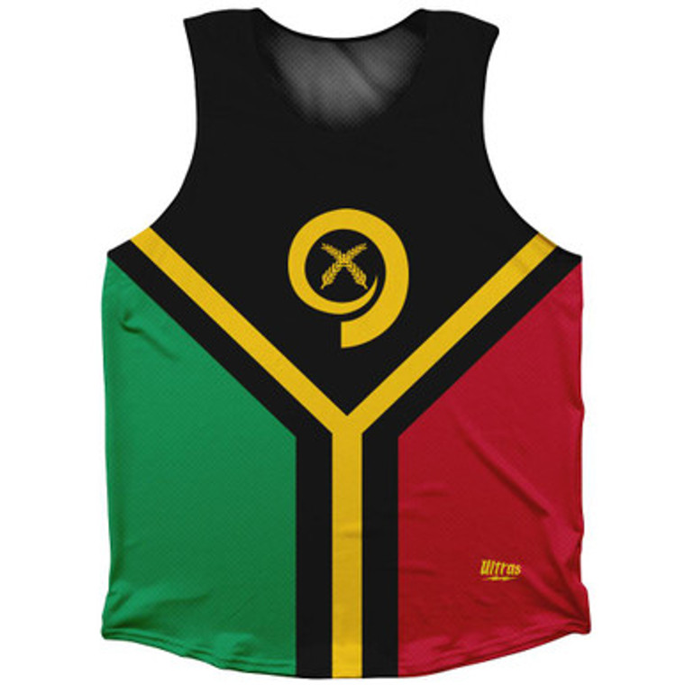 Vanuatu Country Flag Athletic Tank Top Made in USA - Black Green