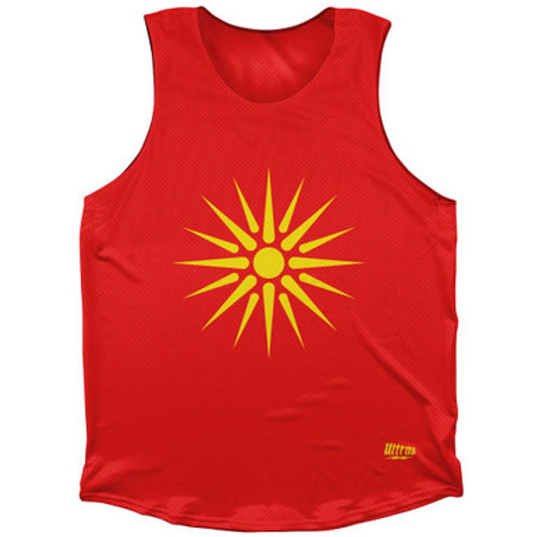 Macedonia Country Flag Athletic Tank Top Made in USA-Red