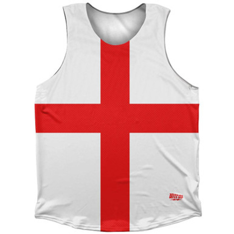 England Country Flag Athletic Tank Top Made in USA - White Red
