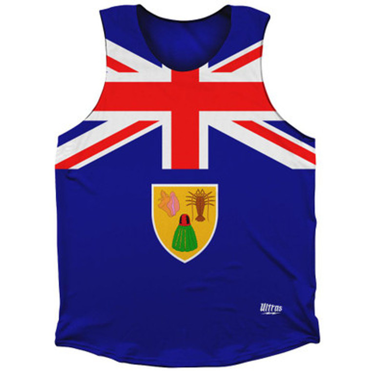 Turks And Caicos Islands Country Flag Athletic Tank Top Made in USA - Blue Red