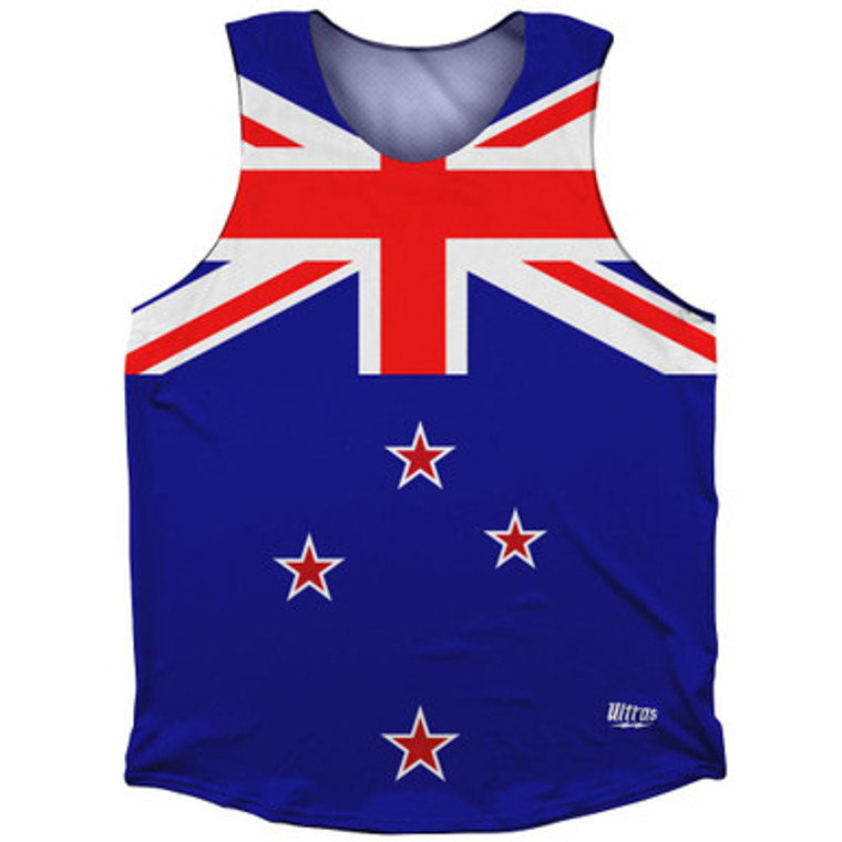 New Zealand Country Flag Athletic Tank Top Made in USA - Red Blue