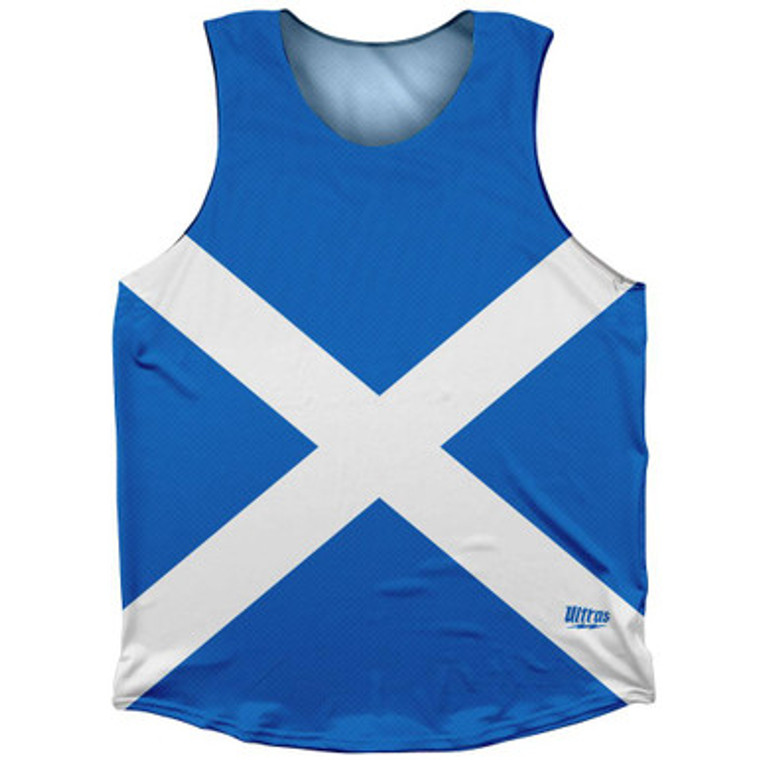 Scotland Country Flag Athletic Tank Top Made in USA - White Blue