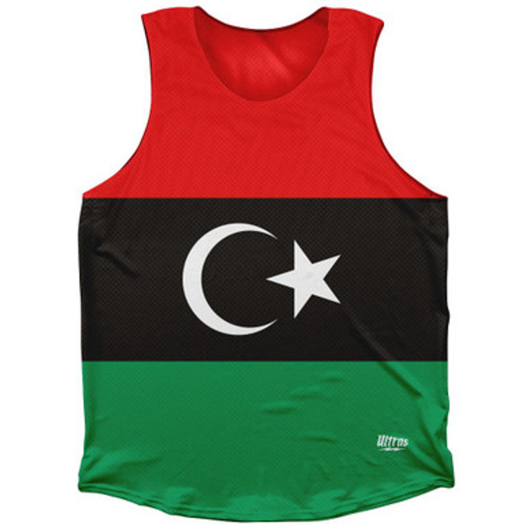 Libya Country Flag Athletic Tank Top Made in USA - Red Black