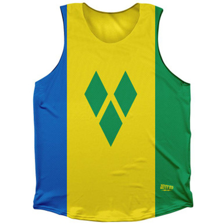 Saint Vincent And The Grenadines Country Flag Athletic Tank Top Made in USA - Yellow Green