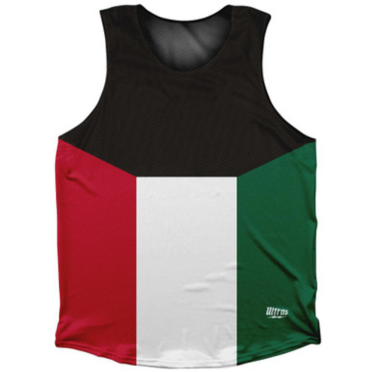 Kuwait Country Flag Athletic Tank Top Made in USA - Black Red