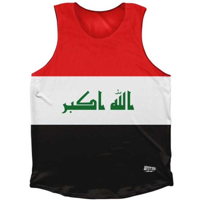 Iraq Country Flag Athletic Tank Top Made in USA - Red Black