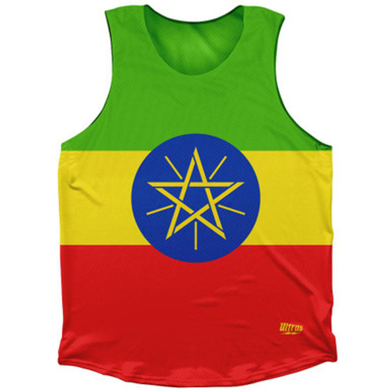 Ethiopia Country Flag Athletic Tank Top Made in USA-Red White