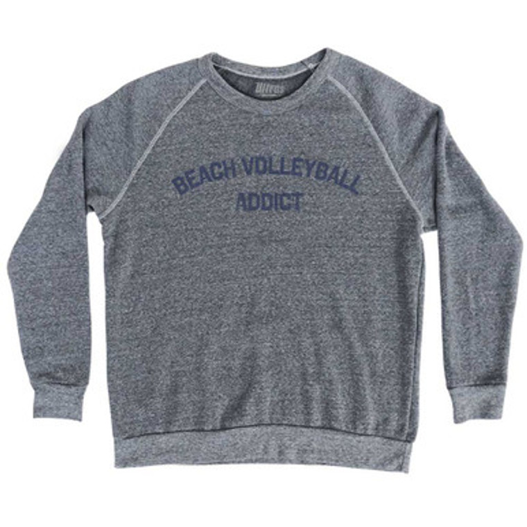 Beach Volleyball Addict Adult Tri-Blend Sweatshirt - Athletic Grey