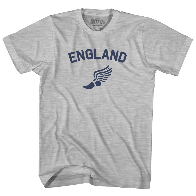 Title England Track Running Winged Foot Womens Cotton Junior Cut T-Shirt - Grey Heather