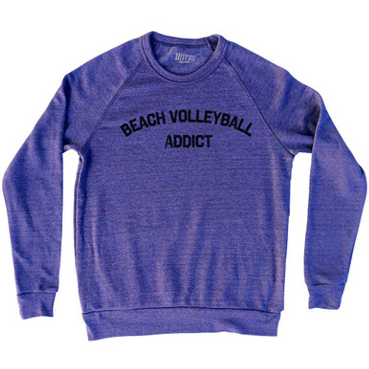 Beach Volleyball Addict Adult Tri-Blend Sweatshirt - White