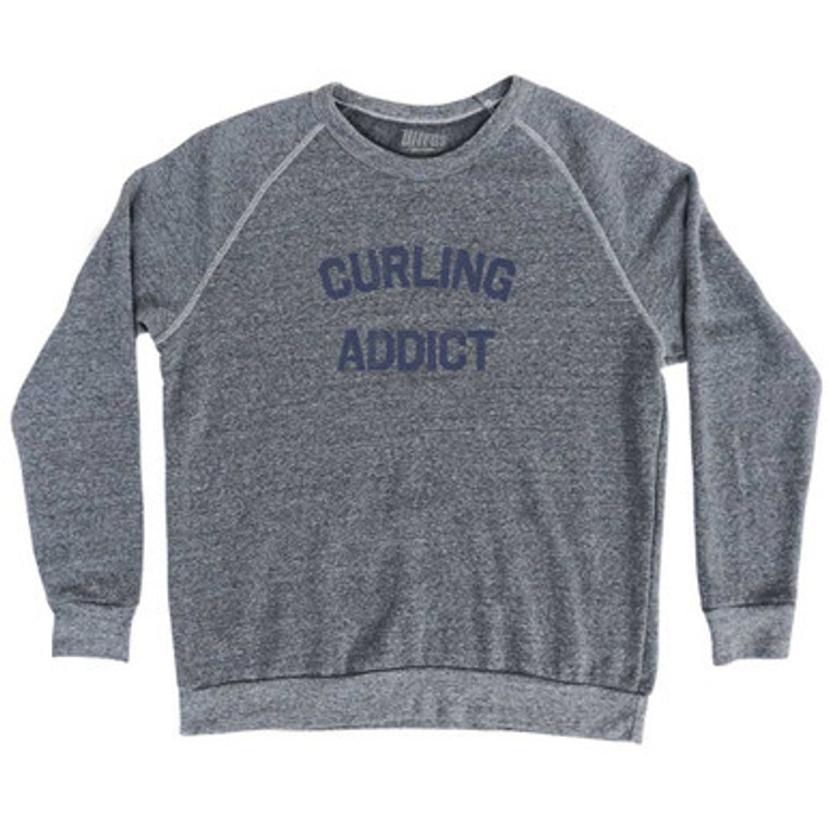 Curling Addict Adult Tri-Blend Sweatshirt - Athletic Grey
