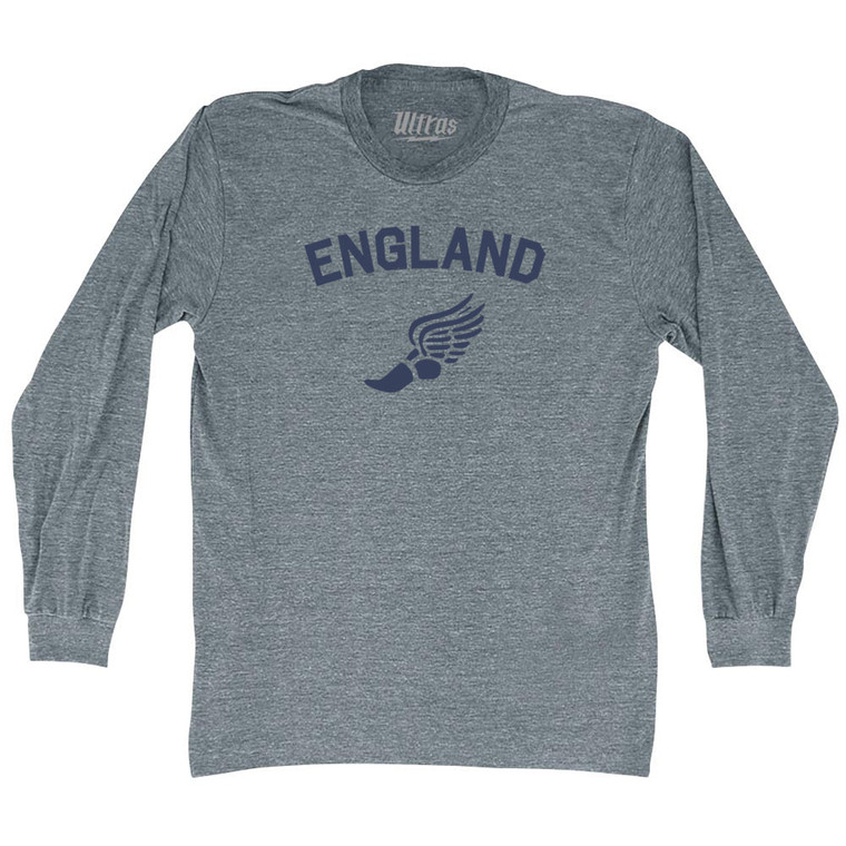 Title England Track Running Winged Foot Adult Tri-Blend Long Sleeve T-shirt - Athletic Grey