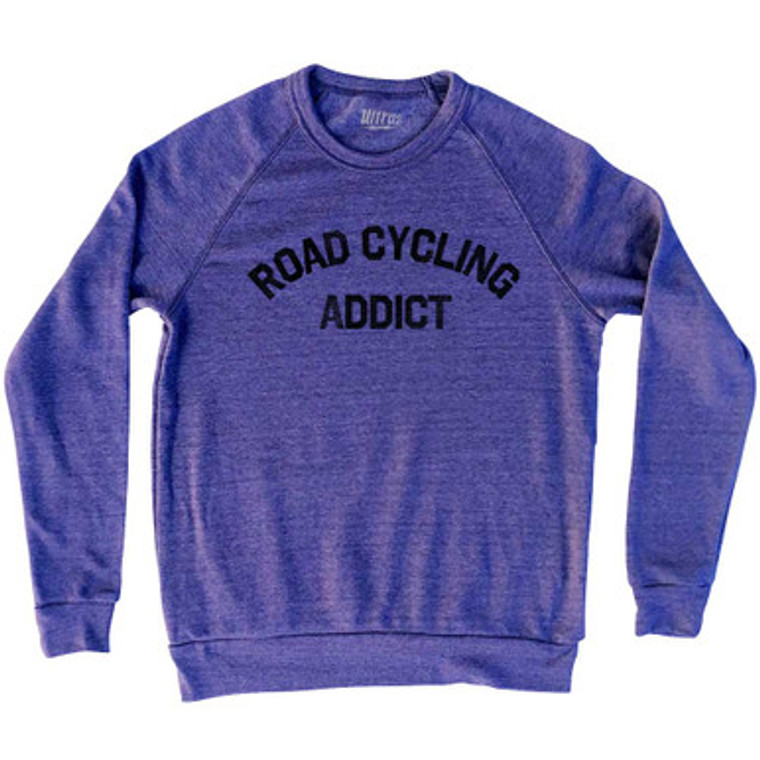 Road Cycling Addict Adult Tri-Blend Sweatshirt - White