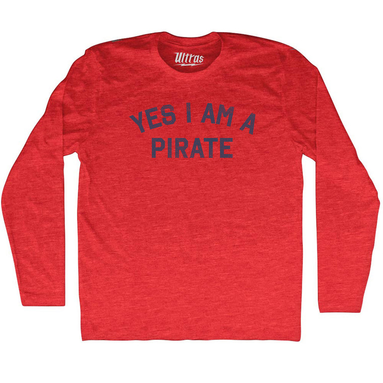 Yes I Am A Pirate Adult Tri-Blend Long Sleeve T-shirt - Athletic Red