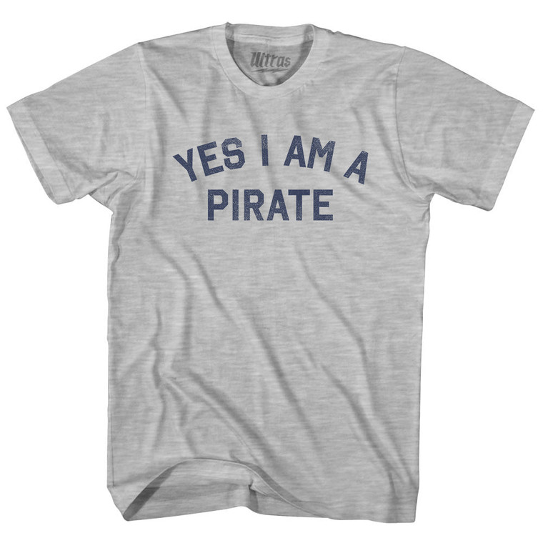 Yes I Am A Pirate Adult Cotton T-shirt - Grey Heather