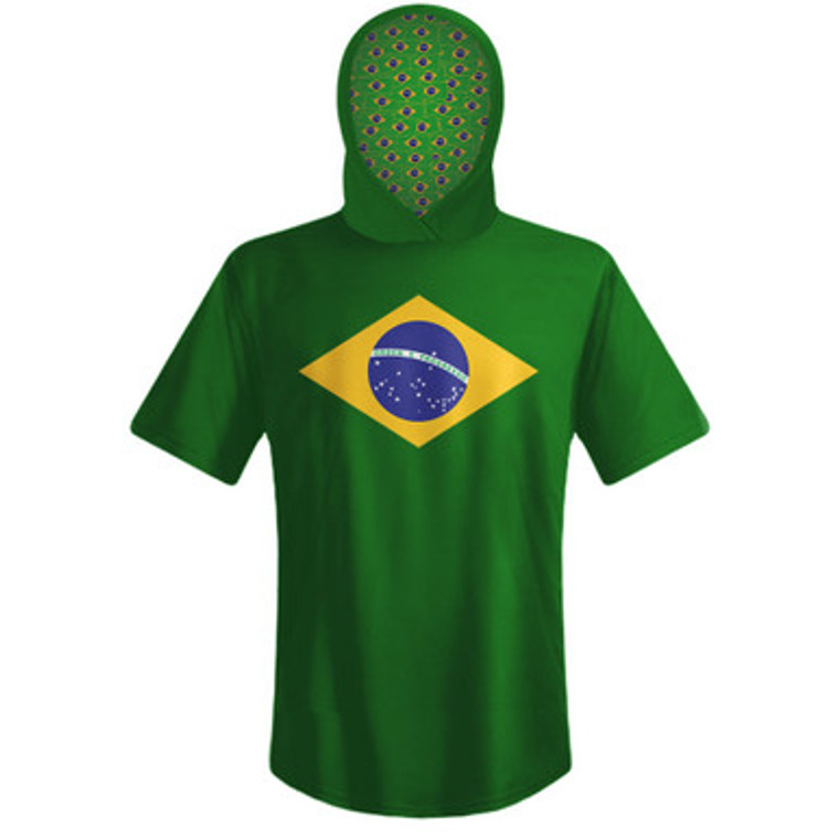 Brazil Country Flag Sports Hoodie - Green Yellow