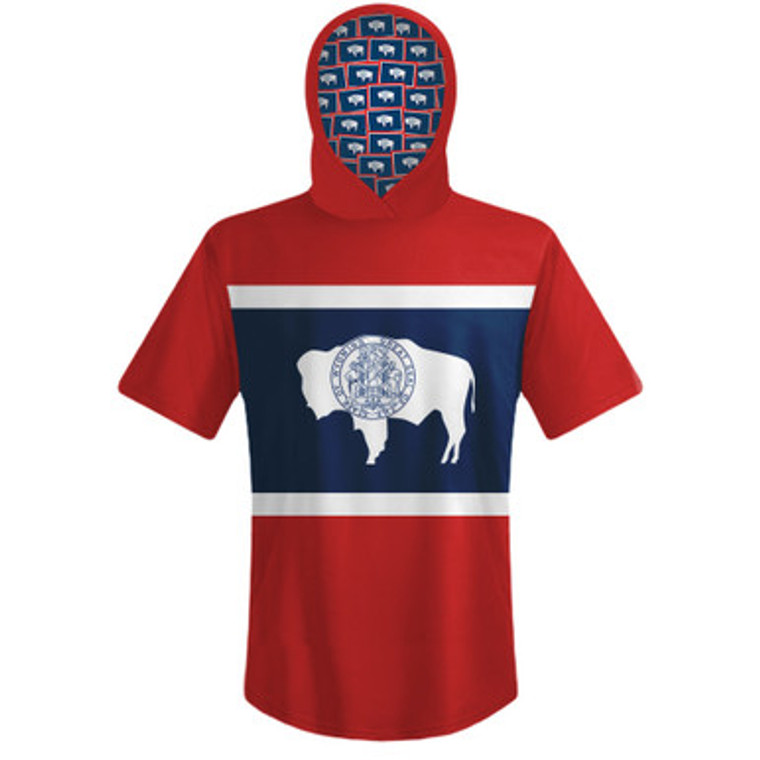 Wyoming State Flag Sports Hoodie - Red