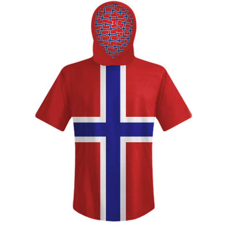 Norway Country Flag Sports Hoodie - Red Blue