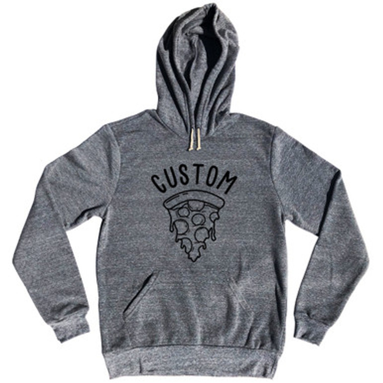 Custom Pizza Tri-Blend Hoodie - Athletic Grey