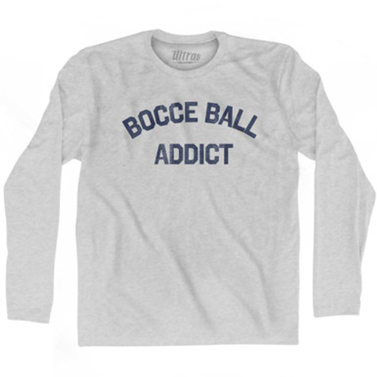 Bocce Ball Addict Adult Cotton Long Sleeve T-shirt - Grey Heather