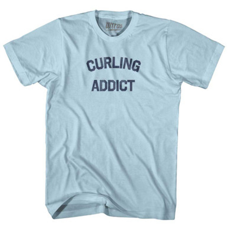 Curling Addict Adult Cotton T-shirt - Light Blue