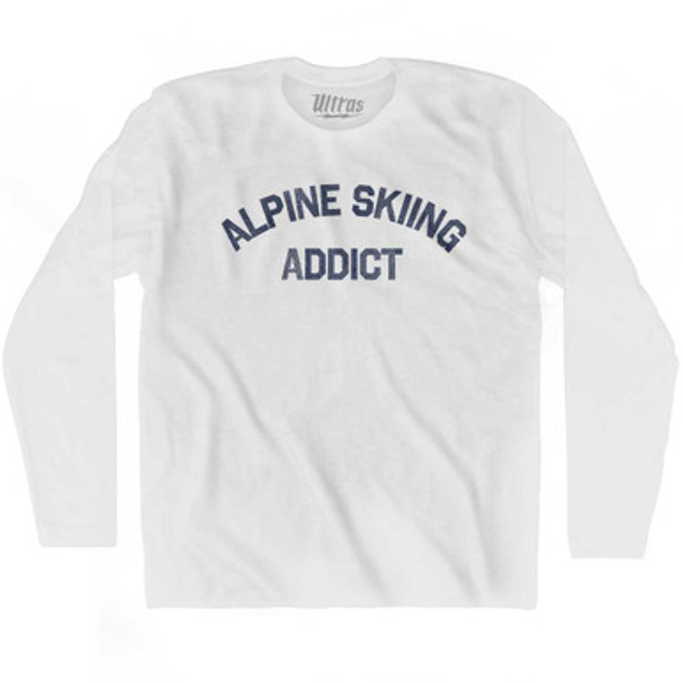 Alpine Skiing Addict Adult Cotton Long Sleeve T-shirt - White