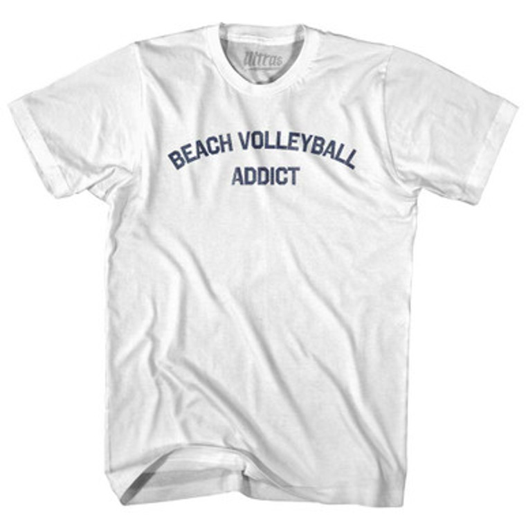 Beach Volleyball Addict Adult Cotton T-shirt - White