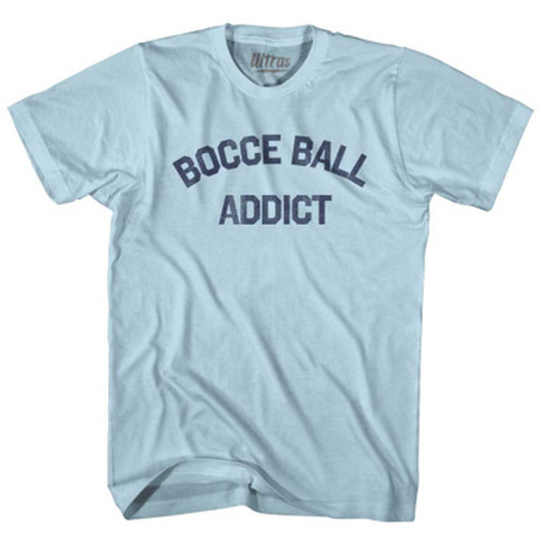 Bocce Ball Addict Adult Cotton T-shirt - Light Blue