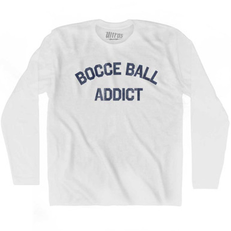 Bocce Ball Addict Adult Cotton Long Sleeve T-shirt - White