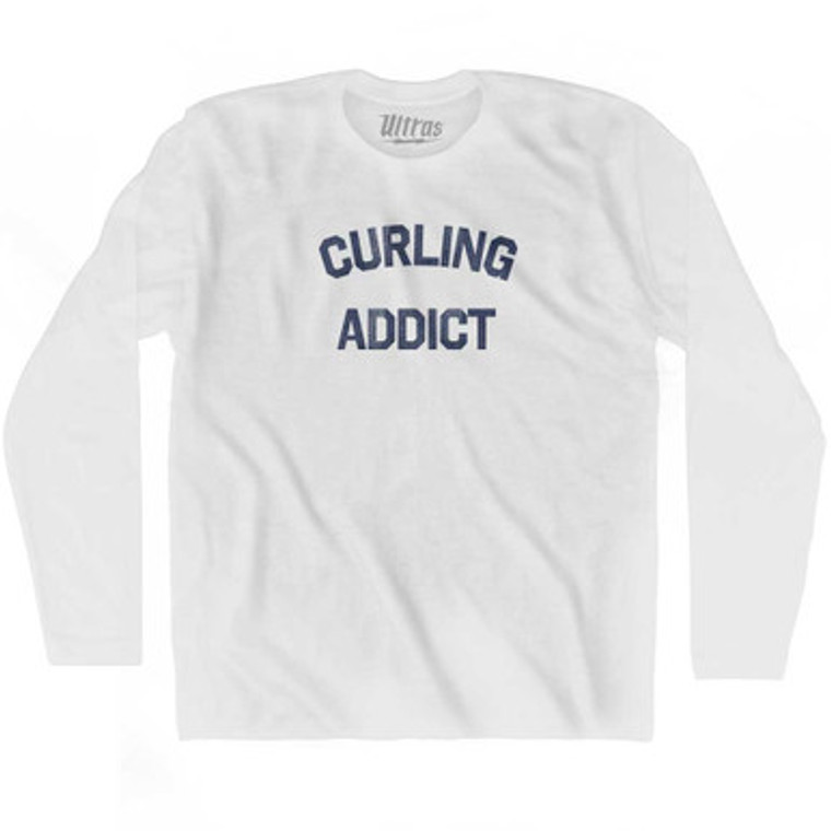 Curling Addict Adult Cotton Long Sleeve T-shirt - White