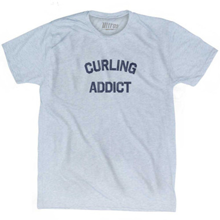 Curling Addict Adult Tri-Blend T-shirt - Athletic White