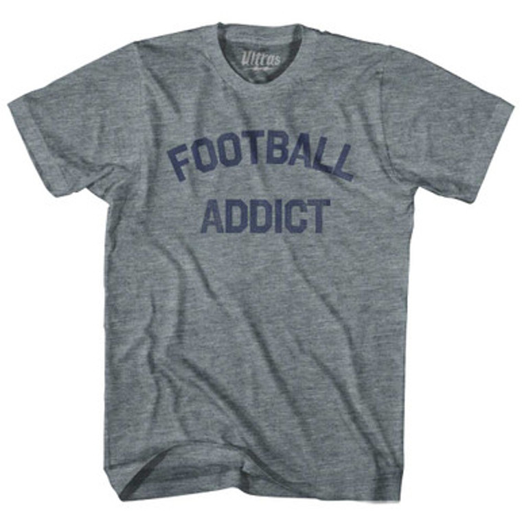 Football Addict Adult Tri-Blend T-shirt-Athletic Grey