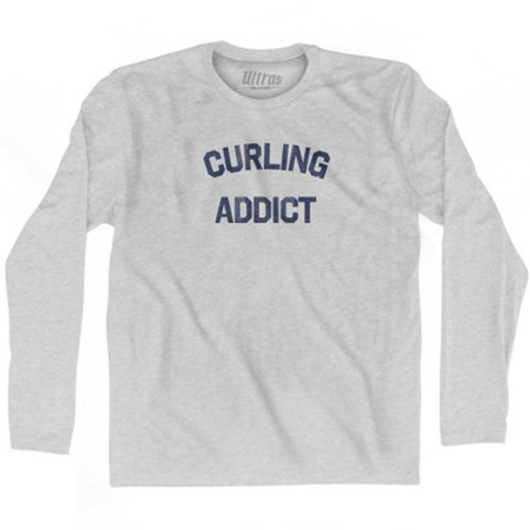 Curling Addict Adult Cotton Long Sleeve T-shirt - Grey Heather