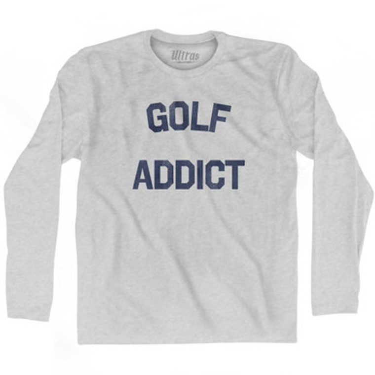 Golf Addict Adult Cotton Long Sleeve T-shirt - Grey Heather