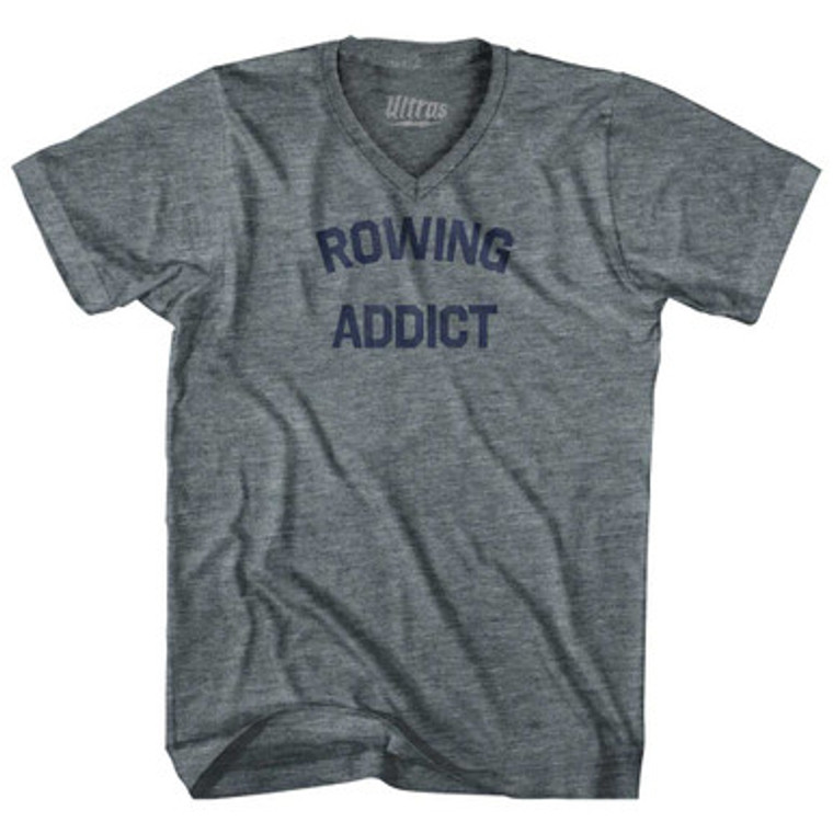 Rowing Addict Tri-Blend V-neck Womens Junior Cut T-shirt - Athletic Grey