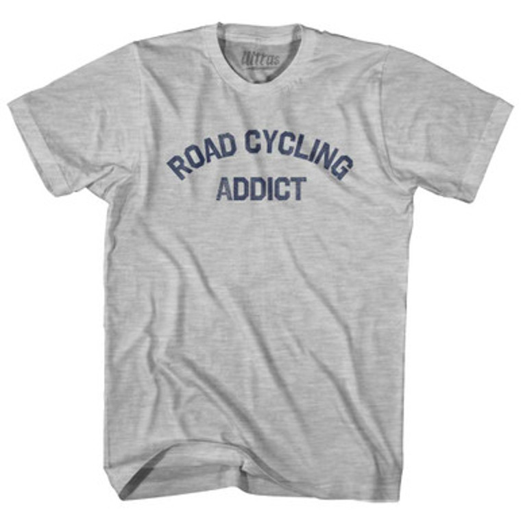 Road Cycling Addict Adult Cotton T-shirt - Grey Heather