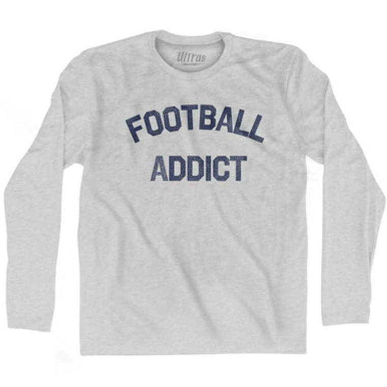 Football Addict Adult Cotton Long Sleeve T-shirt - Grey Heather