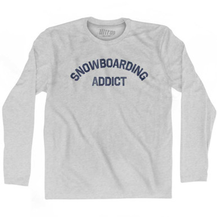 Snowboarding Addict Adult Cotton Long Sleeve T-shirt - Grey Heather