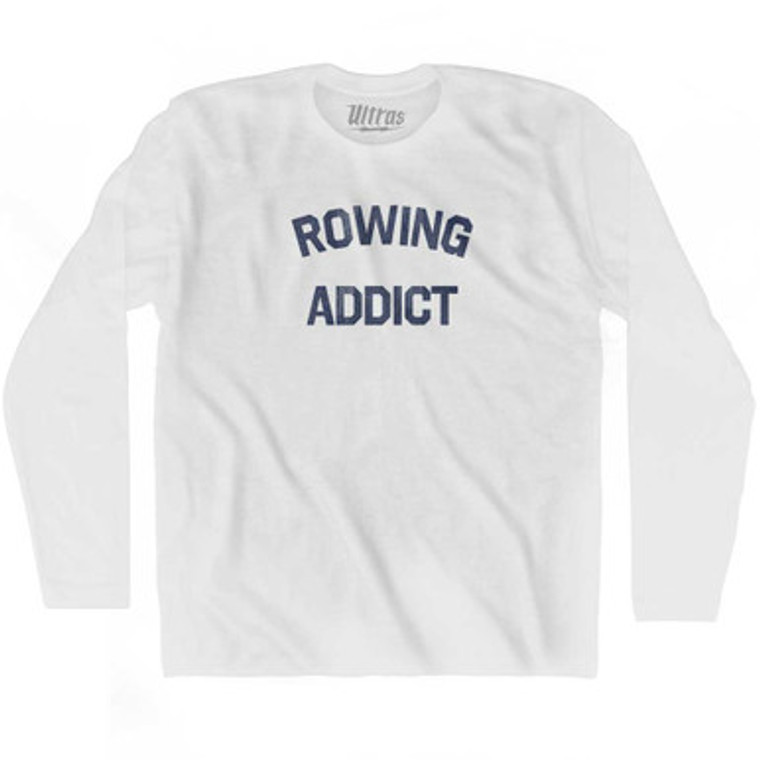 Rowing Addict Adult Cotton Long Sleeve T-shirt - White