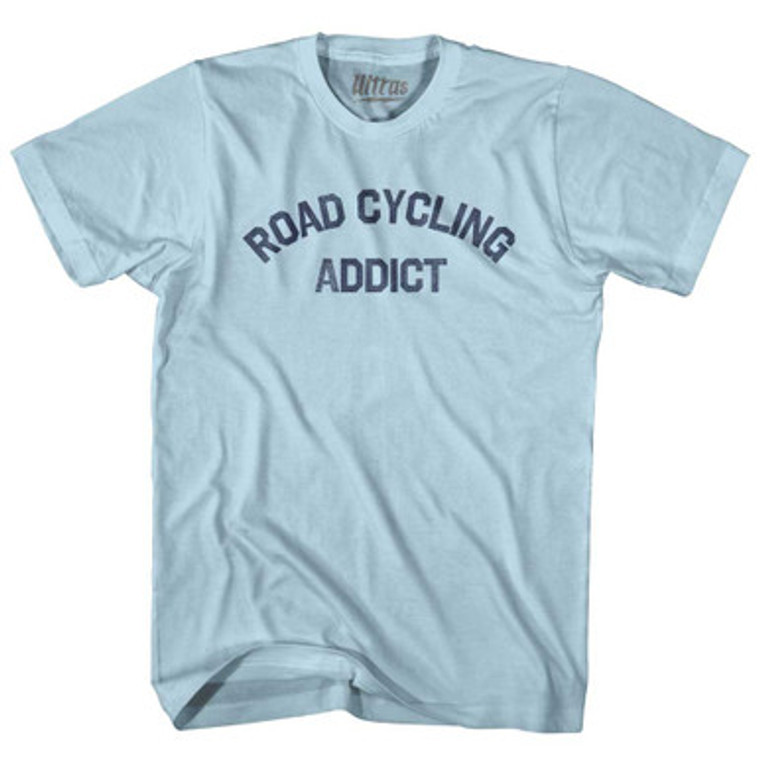 Road Cycling Addict Adult Cotton T-shirt-Light Blue