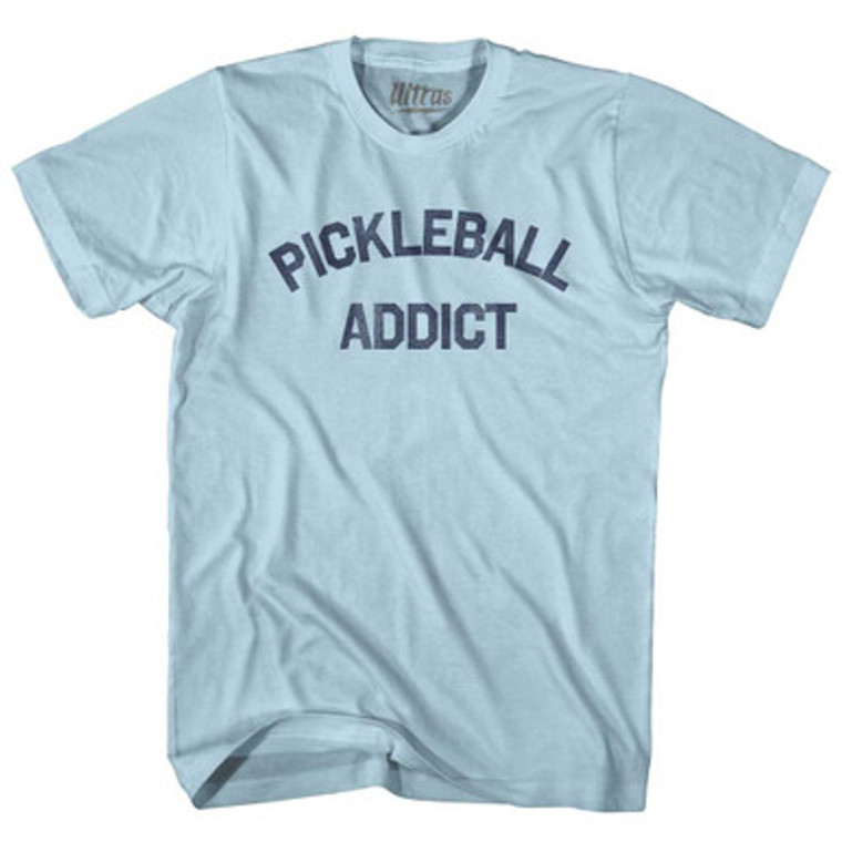 Pickleball Addict Adult Cotton T-shirt - Light Blue