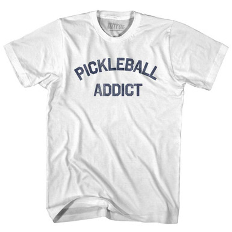Pickleball Addict Adult Cotton T-shirt - White