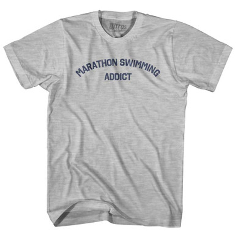 Marathon Swimming Addict Womens Cotton Junior Cut T-Shirt - Grey Heather