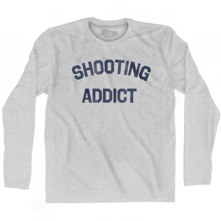 Shooting Addict Adult Cotton Long Sleeve T-shirt - Grey Heather