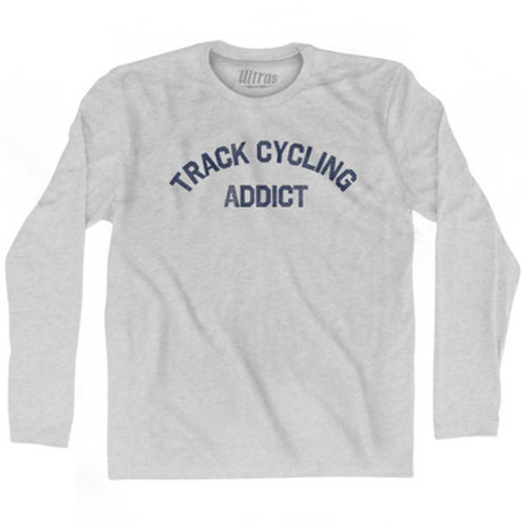 Track Cycling Addict Adult Cotton Long Sleeve T-shirt-Grey Heather