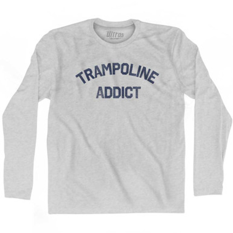Trampoline Addict Adult Cotton Long Sleeve T-shirt - Grey Heather