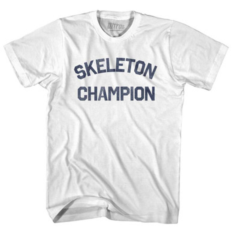 Skeleton Champion Womens Cotton Junior Cut T-Shirt-White