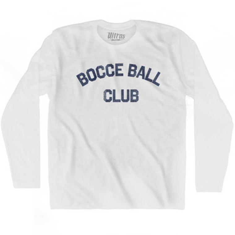 Bocce Ball Club Adult Cotton Long Sleeve T-shirt White