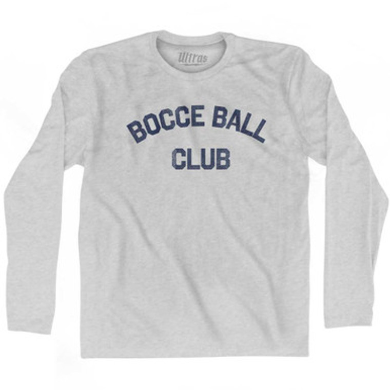 Bocce Ball Club Adult Cotton Long Sleeve T-shirt Grey Heather