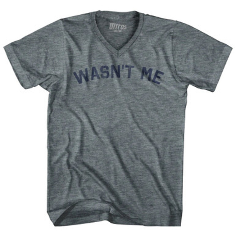 Wasn’t Me Tri-Blend V-neck Womens Junior Cut T-shirt - Athletic Grey